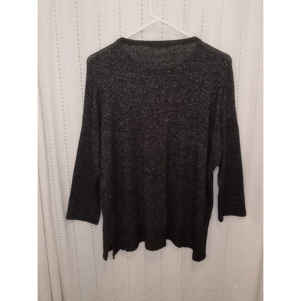 Jess & Jane "Whimsical Dandelion" Black Mineral Wash Lightweight Sweater Knit - Picture 4 of 5